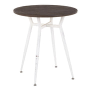 LumiSource Clara 28in Round Dinette Table | Vintage White Metal and Espresso Bamboo | Small Kitchen & Dining Room | Model DT-CLARARNVWE