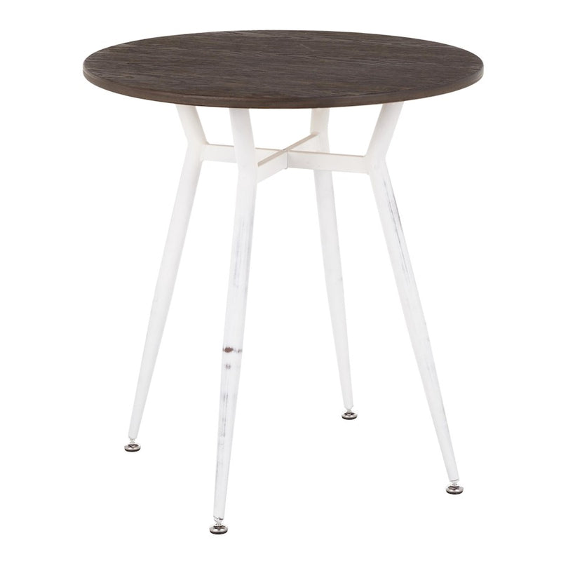 LumiSource Clara 28in Round Dinette Table | Vintage White Metal and Espresso Bamboo | Small Kitchen & Dining Room | Model DT-CLARARNVWE