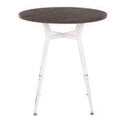 LumiSource Clara 28in Round Dinette Table | Vintage White Metal and Espresso Bamboo | Small Kitchen & Dining Room | Model DT-CLARARNVWE