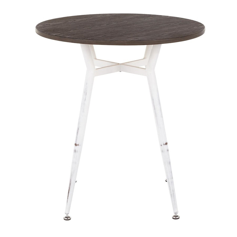 LumiSource Clara 28in Round Dinette Table | Vintage White Metal and Espresso Bamboo | Small Kitchen & Dining Room | Model DT-CLARARNVWE