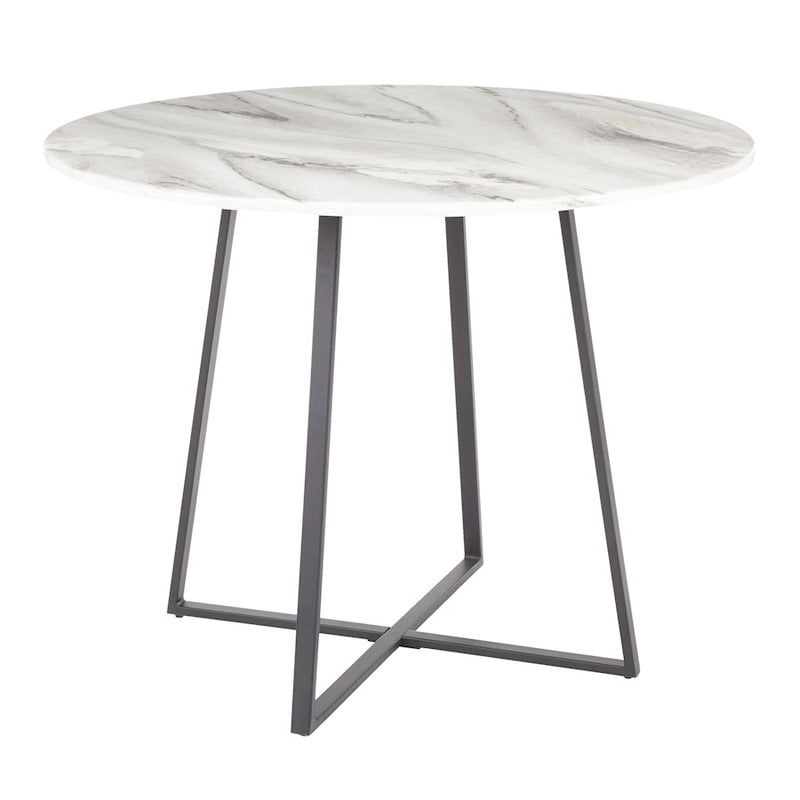 LumiSource Cosmo 40in Round Dining Table | Black Metal and White Marble Top | Modern Kitchen & Dining Room | Model DT-COSMO2BKWMB