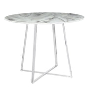 LumiSource Cosmo 40in Round Dining Table | Chrome and White Marble Top | Modern Kitchen & Dining Room | 39.5 x 39.5 x 31 in | Model DT-COSMO2WMB