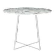 LumiSource Cosmo 40in Round Dining Table | Chrome and White Marble Top | Modern Kitchen & Dining Room | 39.5 x 39.5 x 31 in | Model DT-COSMO2WMB