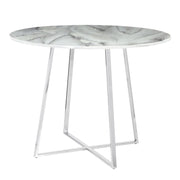 LumiSource Cosmo 40in Round Dining Table | Chrome and White Marble Top | Modern Kitchen & Dining Room | 39.5 x 39.5 x 31 in | Model DT-COSMO2WMB