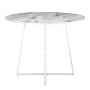 LumiSource Cosmo 40in Round Dining Table | Chrome and White Marble Top | Modern Kitchen & Dining Room | 39.5 x 39.5 x 31 in | Model DT-COSMO2WMB