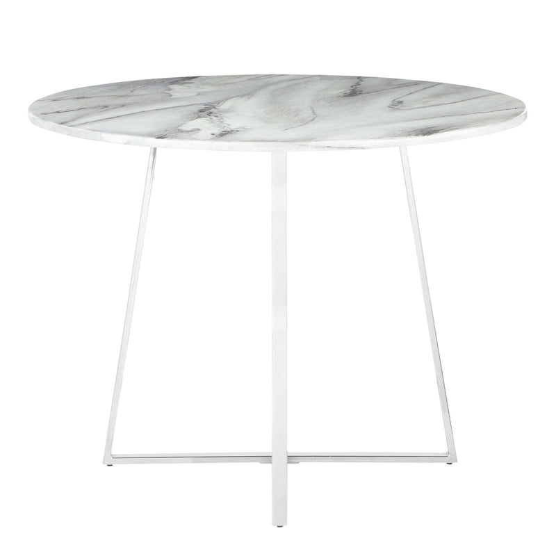 LumiSource Cosmo 40in Round Dining Table | Chrome and White Marble Top | Modern Kitchen & Dining Room | 39.5 x 39.5 x 31 in | Model DT-COSMO2WMB