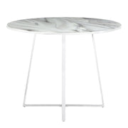 LumiSource Cosmo 40in Round Dining Table | Chrome and White Marble Top | Modern Kitchen & Dining Room | 39.5 x 39.5 x 31 in | Model DT-COSMO2WMB