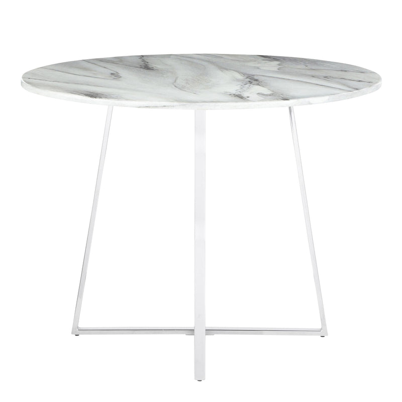 LumiSource Cosmo 40in Round Dining Table | Chrome and White Marble Top | Modern Kitchen & Dining Room | 39.5 x 39.5 x 31 in | Model DT-COSMO2WMB