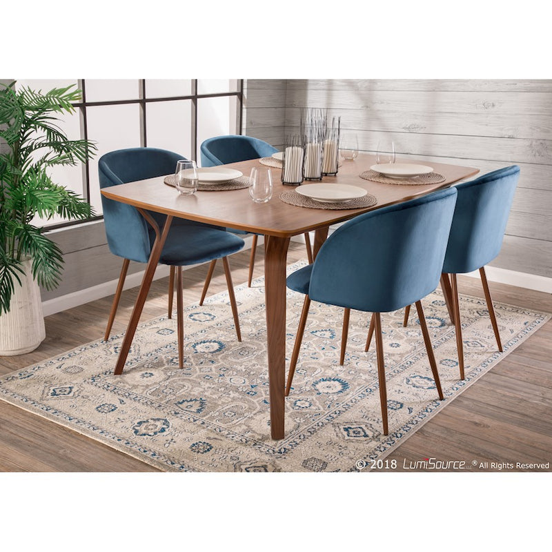 LumiSource Folia 63in Rectangular Dining Table | Mid-Century Walnut Wood | Dining Room & Casual Gatherings | 63 x 38 x 31 in | Model DT-FOLIA6338WL