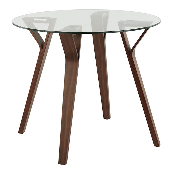 LumiSource Folia Round Dinette in Walnut Wood/Clear Glass - DT-FOLIARNDWLCL