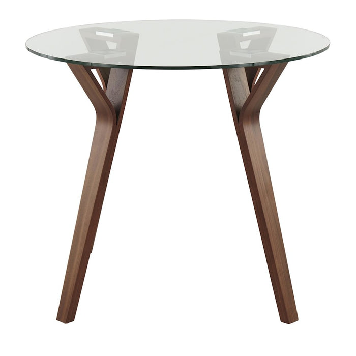 LumiSource Folia Round Dinette in Walnut Wood/Clear Glass