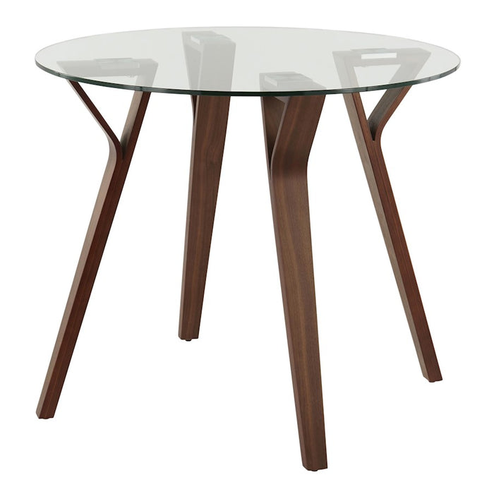 LumiSource Folia Round Dinette in Walnut Wood/Clear Glass