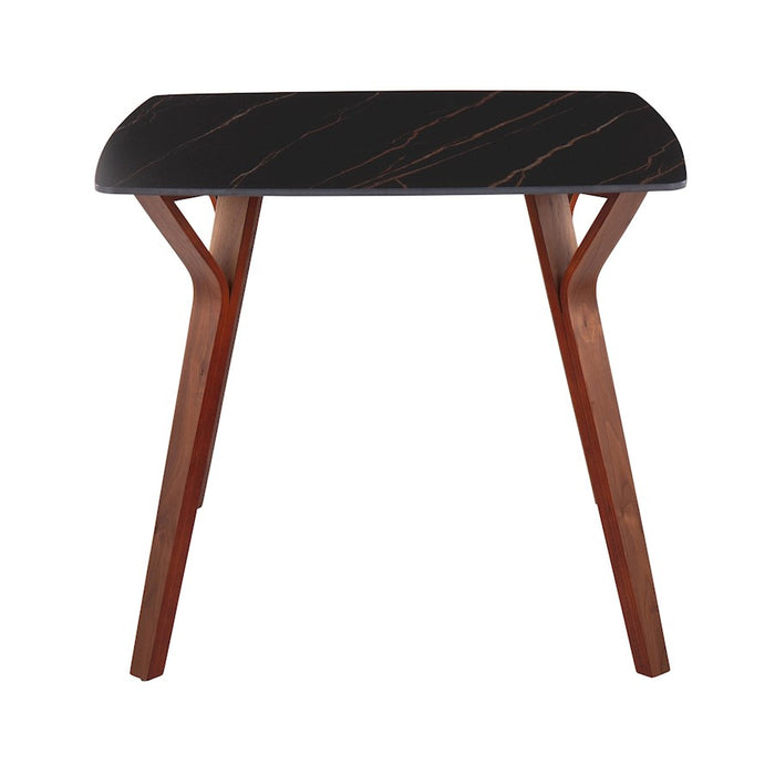 LumiSource Folia Dinette Table, Walnut/Black Textured Marble