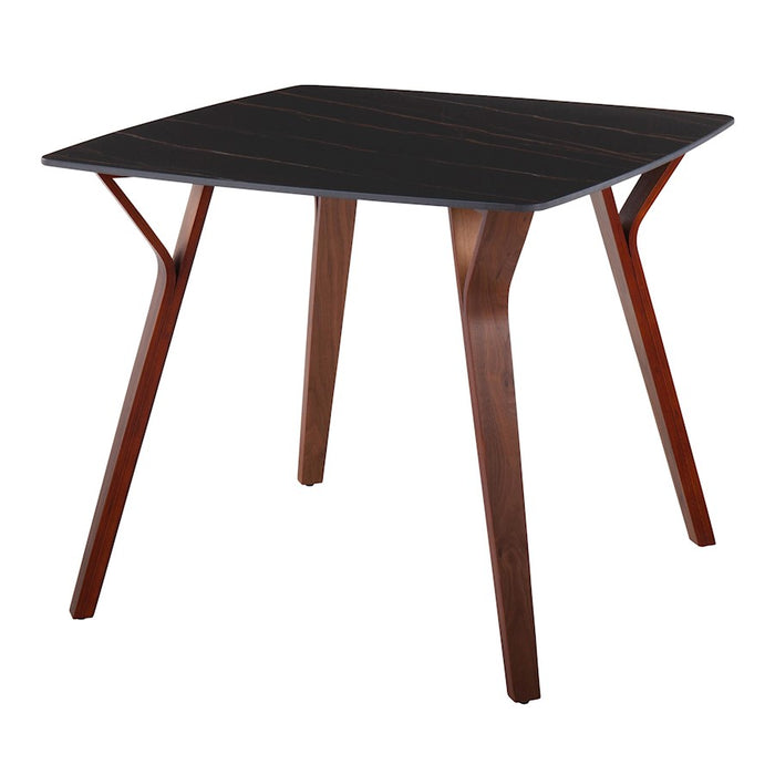 LumiSource Folia Dinette Table, Walnut/Black Textured Marble