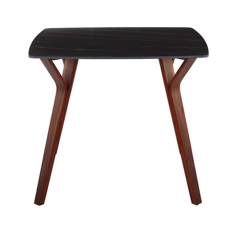 LumiSource Folia Dinette Table, Walnut/Black Textured Marble