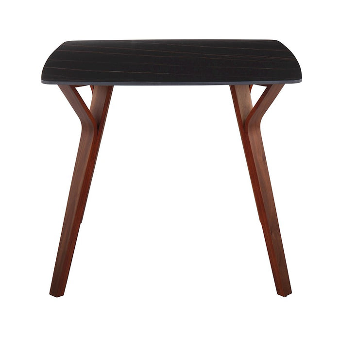 LumiSource Folia Dinette Table, Walnut/Black Textured Marble