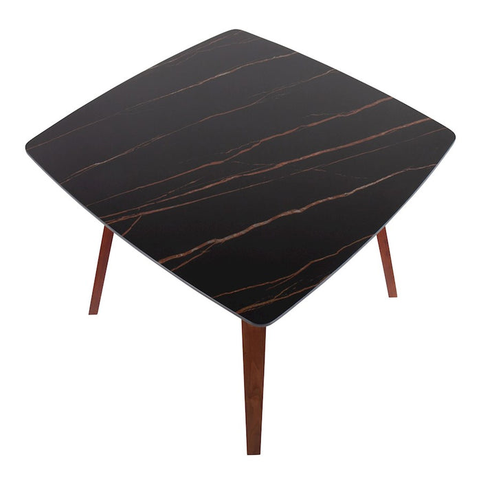 LumiSource Folia Dinette Table, Walnut/Black Textured Marble