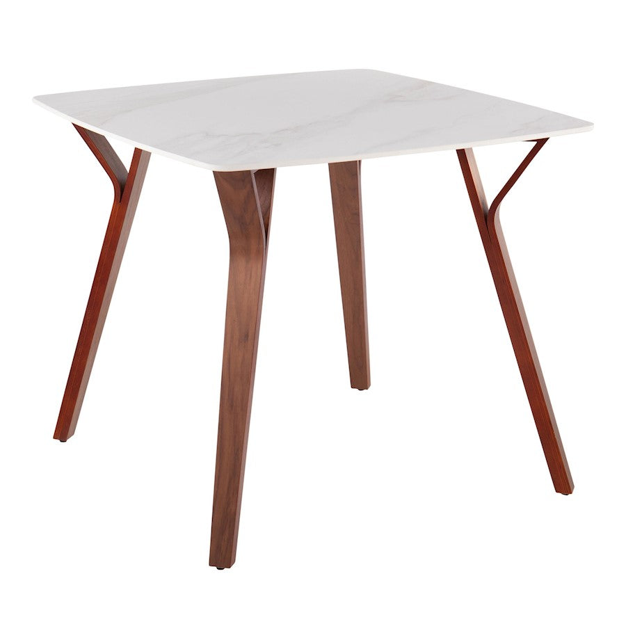 LumiSource Folia Dinette Table, Walnut Wood/White Marble - DT-FOLIAWLWMB