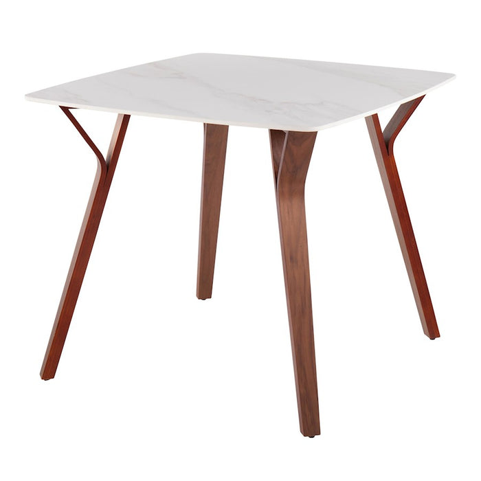LumiSource Folia Dinette Table, Walnut Wood/White Marble