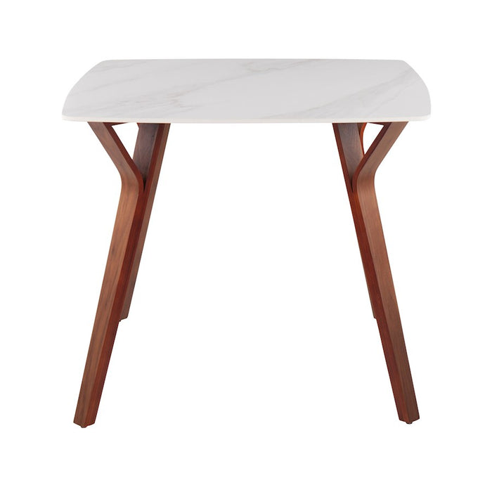 LumiSource Folia Dinette Table, Walnut Wood/White Marble