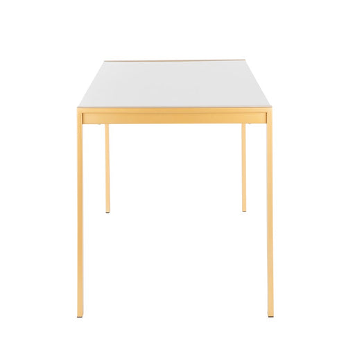 Lumisource Fuji Modern/Glam Dining Table, Gold, White Marble