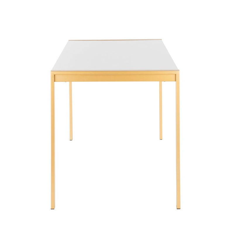 LumiSource Fuji 50in Dining Table | Glam Gold Metal and White Marble | Dining Room & Kitchen | 50 x 28 x 30 in | Model DT-FUJ4728AUWM