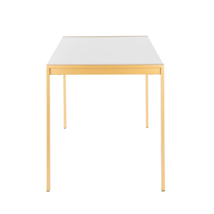 Lumisource Fuji Modern/Glam Dining Table, Gold, White Marble
