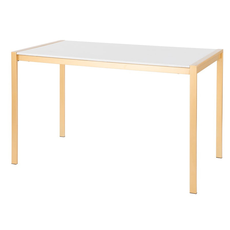 Lumisource Fuji Modern/Glam Dining Table, Gold, White Marble