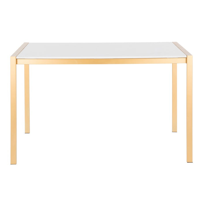 Lumisource Fuji Modern/Glam Dining Table, Gold, White Marble