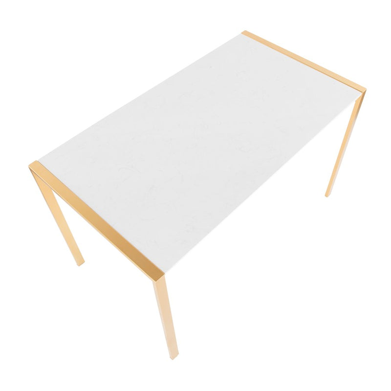 LumiSource Fuji 50in Dining Table | Glam Gold Metal and White Marble | Dining Room & Kitchen | 50 x 28 x 30 in | Model DT-FUJ4728AUWM