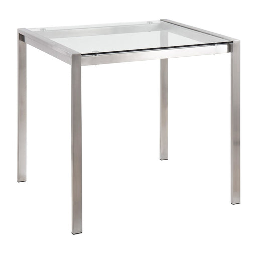 LumiSource Fuji Table in Stainless Steel/Clear Glass - DT-FUJI3232SSCL