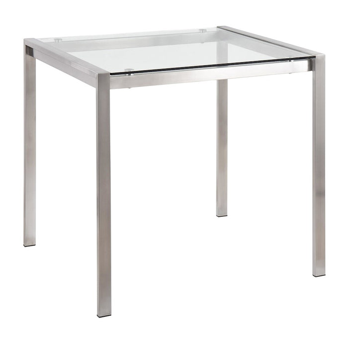 LumiSource Fuji Table in Stainless Steel/Clear Glass - DT-FUJI3232SSCL