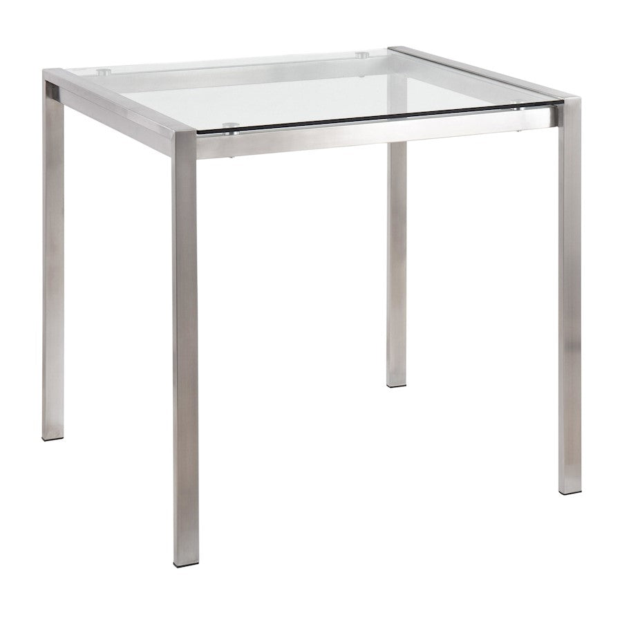 LumiSource Fuji Table in Stainless Steel/Clear Glass - DT-FUJI3232SSCL