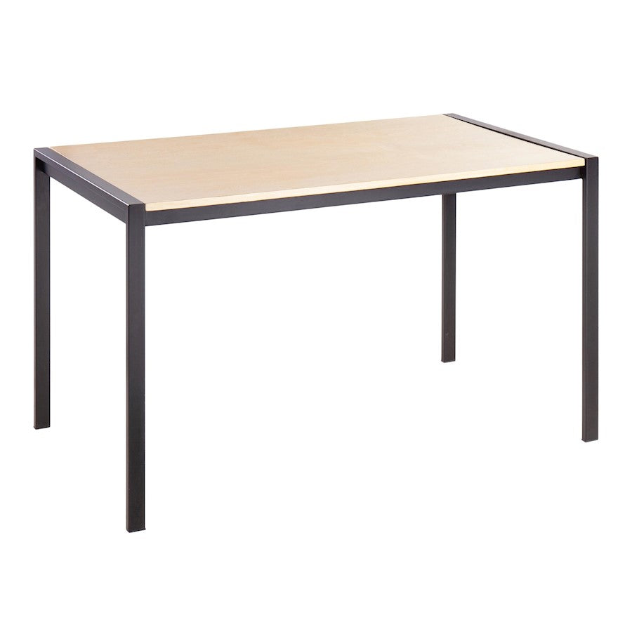 LumiSource Fuji Dinette Table in Black Metal/Natural Wood - DT-FUJI4728BKNA