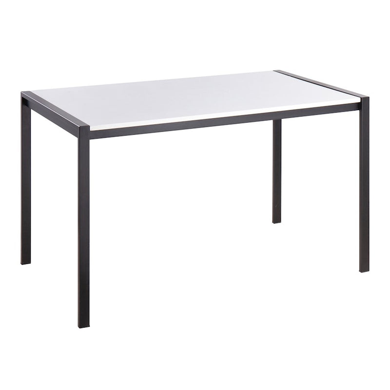 LumiSource Fuji 50in Rectangular Dinette Table | Contemporary Black Metal and White Wood | Kitchen & Dining Room | Model DT-FUJI4728BKW
