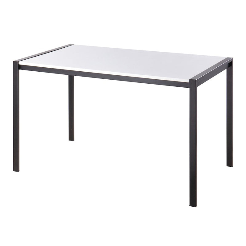 LumiSource Fuji 50in Rectangular Dinette Table | Contemporary Black Metal and White Wood | Kitchen & Dining Room | Model DT-FUJI4728BKW