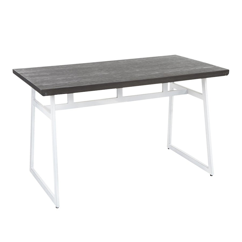 LumiSource Geo Dining Table | Vintage White Metal & Espresso Bamboo | Kitchen & Dining Room | 51.25 x 28 x 30.25 in | Model DT-GEOVWE