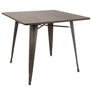 LumiSource Oregon Square Table | Antique Metal & Espresso Bamboo | Kitchen & Dining Room | 36 x 36 x 30.5 in | Model DT-OR3636AN-E