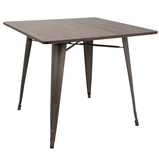 LumiSource Oregon Square Table | Antique Metal & Espresso Bamboo | Kitchen & Dining Room | 36 x 36 x 30.5 in | Model DT-OR3636AN-E