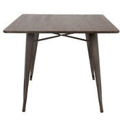 LumiSource Oregon Square Table | Antique Metal & Espresso Bamboo | Kitchen & Dining Room | 36 x 36 x 30.5 in | Model DT-OR3636AN-E