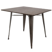 LumiSource Oregon Square Table | Antique Metal & Espresso Bamboo | Kitchen & Dining Room | 36 x 36 x 30.5 in | Model DT-OR3636AN-E
