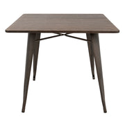 LumiSource Oregon Square Table | Antique Metal & Espresso Bamboo | Kitchen & Dining Room | 36 x 36 x 30.5 in | Model DT-OR3636AN-E