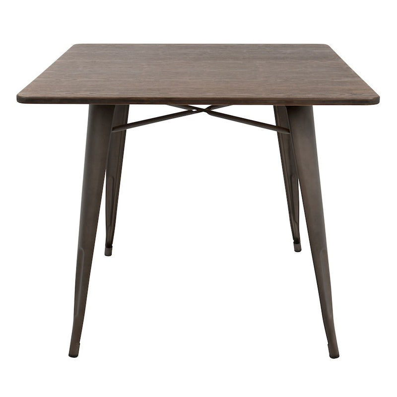 LumiSource Oregon Square Table | Antique Metal & Espresso Bamboo | Kitchen & Dining Room | 36 x 36 x 30.5 in | Model DT-OR3636AN-E