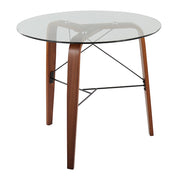 LumiSource Trilogy Round Dinette Table, Walnut Wood/Clear Glass - DT-TRILO34WL