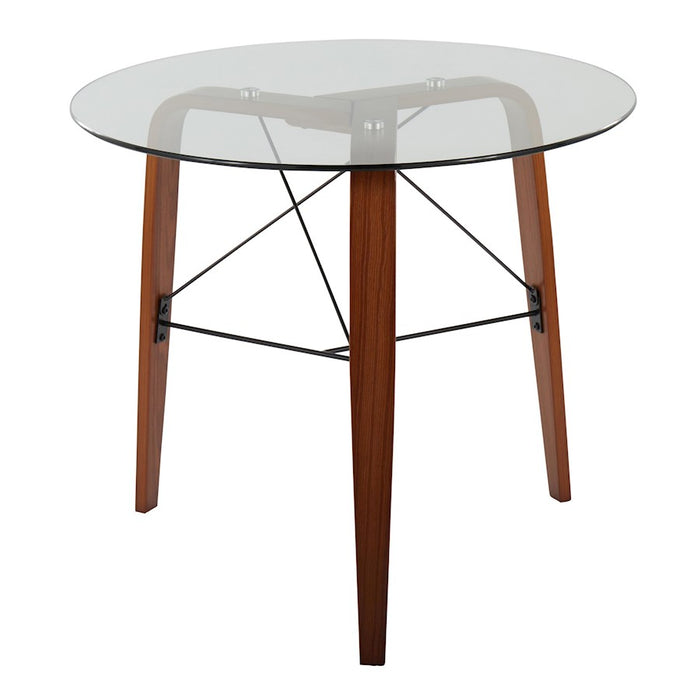 LumiSource Trilogy Round Dinette Table, Walnut Wood/Clear Glass