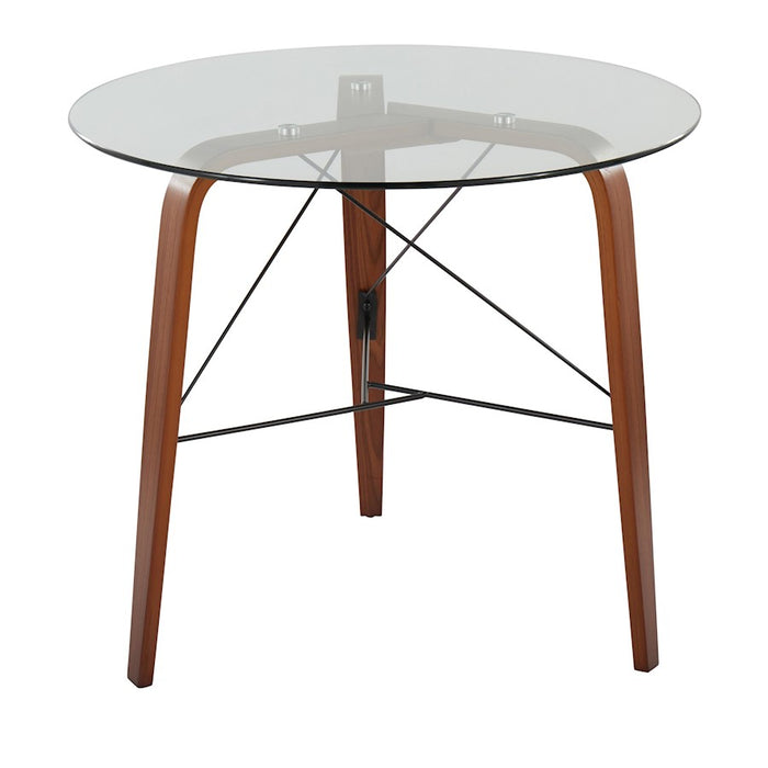 LumiSource Trilogy Round Dinette Table, Walnut Wood/Clear Glass