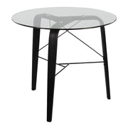 LumiSource Trilogy Round Dinette Table, Black/Clear Glass - DT-TRILOGY34BKGL
