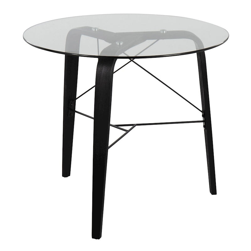 LumiSource Trilogy Round Dinette Table, Black/Clear Glass - DT-TRILOGY34BKGL
