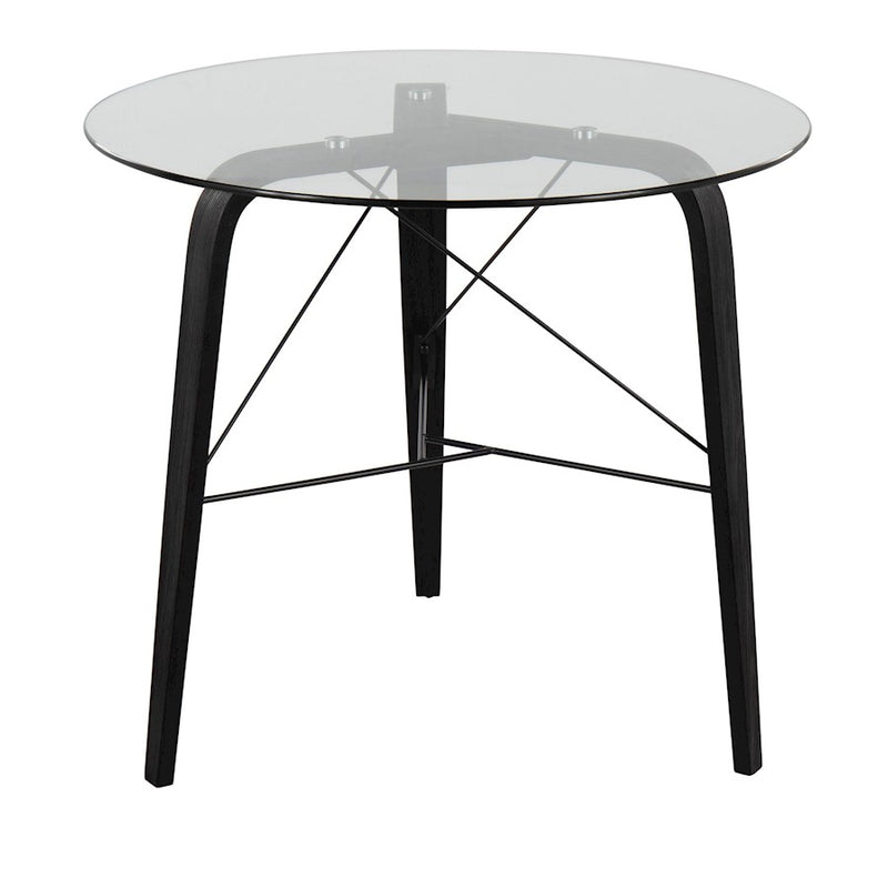 LumiSource Trilogy Round Dinette Table, Black/Clear Glass