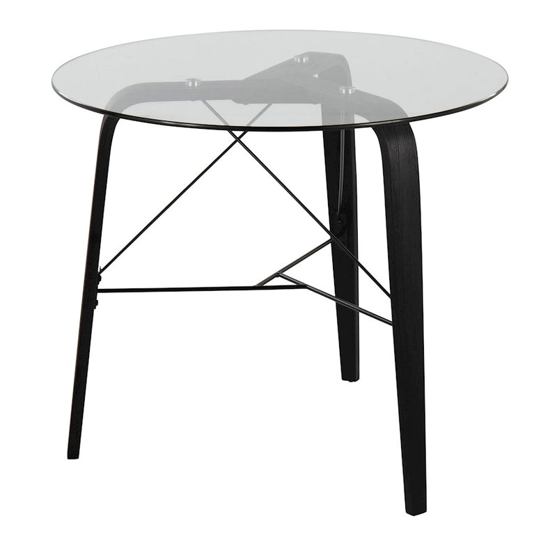 LumiSource Trilogy Round Dinette Table | Black Wood & Clear Glass | Dining Room & Kitchen | 34 x 34 x 30.5 in | Model DT-TRILOGY34BKGL